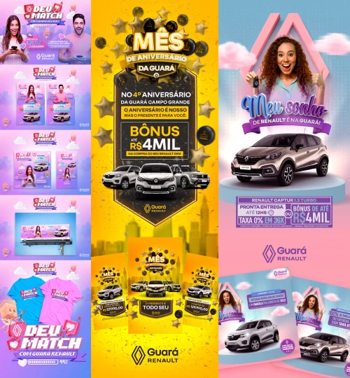 Campanha automóvel para a Guará Renault e a Harley-Davidson