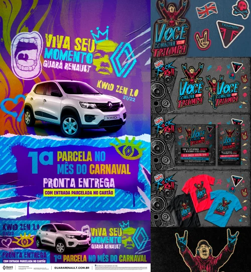 Campanha automóvel para a Guará Renault e a Harley-Davidson