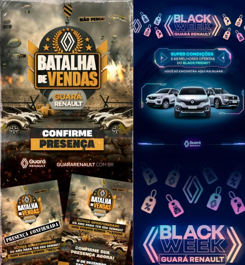 Campanha automóvel para a Guará Renault e a Harley-Davidson