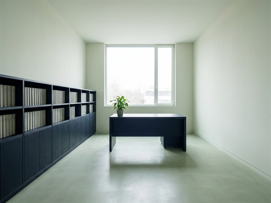 Interior de escritório com luz natural.
